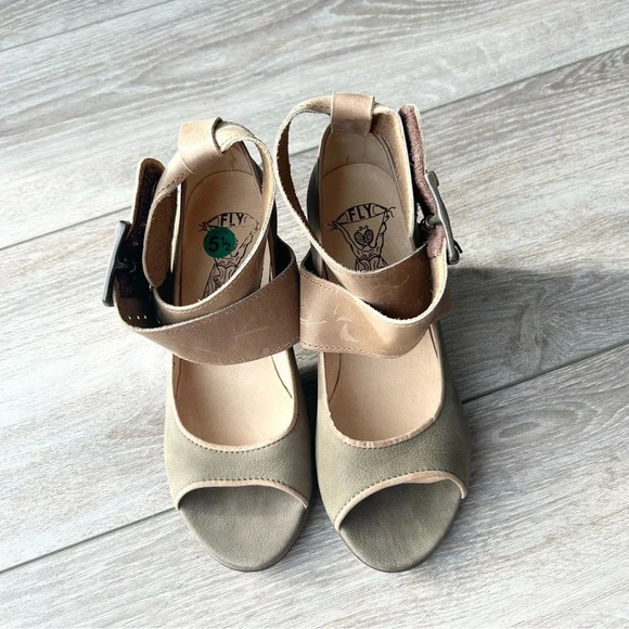 Fly London Sage Green Leather Ankle Strap Sandal Made in Portugal - Picture 3 of 14